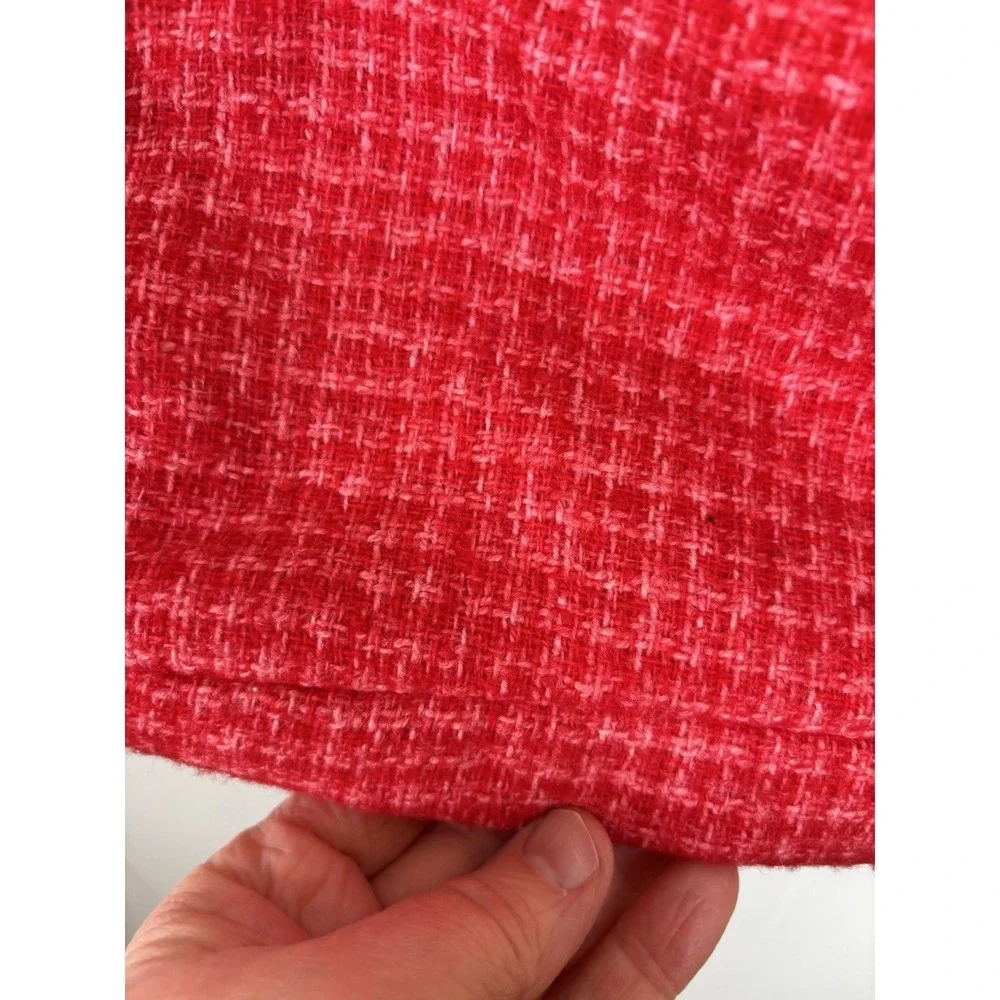 Handmade Vintage‎ Creations Salmon Pink Tweed Shoulder Bag Red Velvet Lined